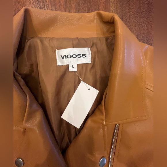 Faux Leather Camel Moto Jacket - Picture 11 of 12